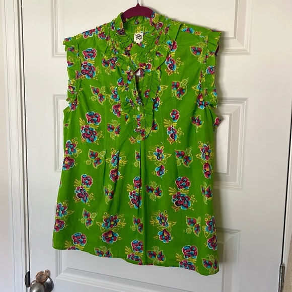 NWT Ivy Jane Floral Green Sleeveless Top - Picture 2 of 6